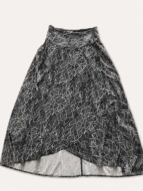 Japna Black White Leaf Print High Low Flowy Skirt Size M